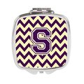 Carolines Treasures Letter S Chevron Purple and Gold Compact Mirror CJ1058-SSCM